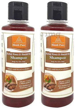Khadi Pure Herbal Honey & Almond Oil Shampoo (210ml Each) combo pack of 2 bottles
