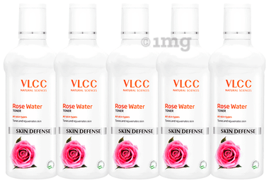 VLCC Skin Defense Rose Water Toner (100ml Each) combo pack of 5 bottles
