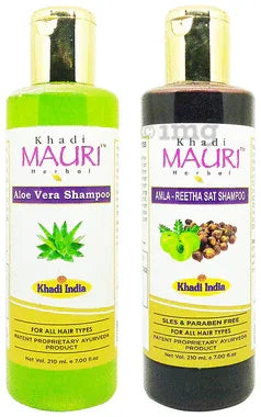 Khadi Mauri Herbal Aloe Vera & Amla Reetha Shampoo (210ml Each) combo pack of 2 bottles