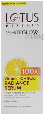 Lotus Herbals White Glow Vitamin C + Gold Radiance Serum pump bottle of 30 ml serum