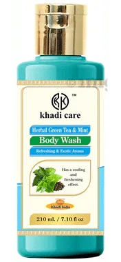 Khadi Care Herbal Green Tea and Mint Body Wash bottle of 210 ml body wash