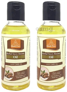 Khadi Pure Herbal Sweet Almond Oil (100ml Each) combo pack of 2 bottles