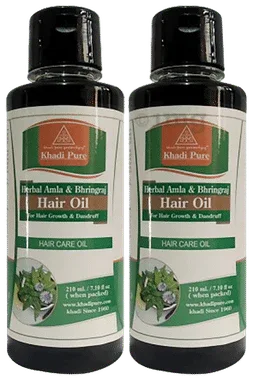 Khadi Pure Herbal Amla & Bhringraj Hair OIl (210ml Each) combo pack of 2 bottles