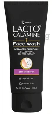 Lacto Calamine Activated Charcoal Face Wash | Paraben-Free | For All Skin Types tube of 100 ml face wash
