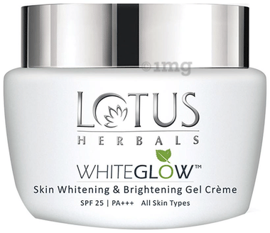 Lotus Herbals WhiteGlow Skin Whitening & Brightening Gel Creme SPF 25 PA+++ jar of 40 gm cream
