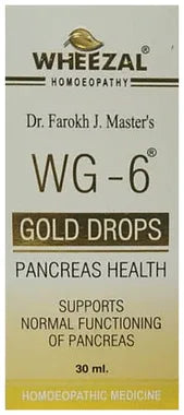 Wheezal WG6 Pancreas Health Gold Drop bottle of 30 ml drop