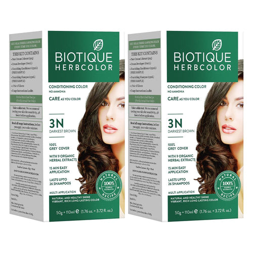 Biotique Herbcolor 3N Darkest Brown 50 gm +110 ml (Pack of 2)