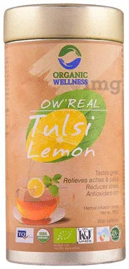 Organic Wellness OW' Real Tulsi Herbal Infusion Blend Lemon tin of 100 gm powder