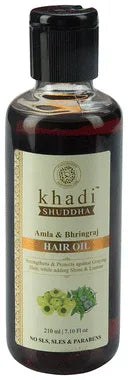 Khadi Shuddha Amla and Bhringraj Hair Oil bottle of 210 ml oil