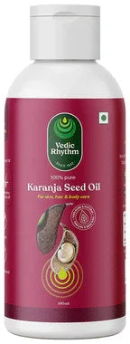 Vedic Rhythm Karanja Oil for Hair Ear and Skin bottle of 100 ml oil