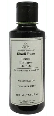 Khadi Pure Herbal Bhringraj Hair Oil No Mineral Oil Paraffin Free bottle of 210 ml oil
