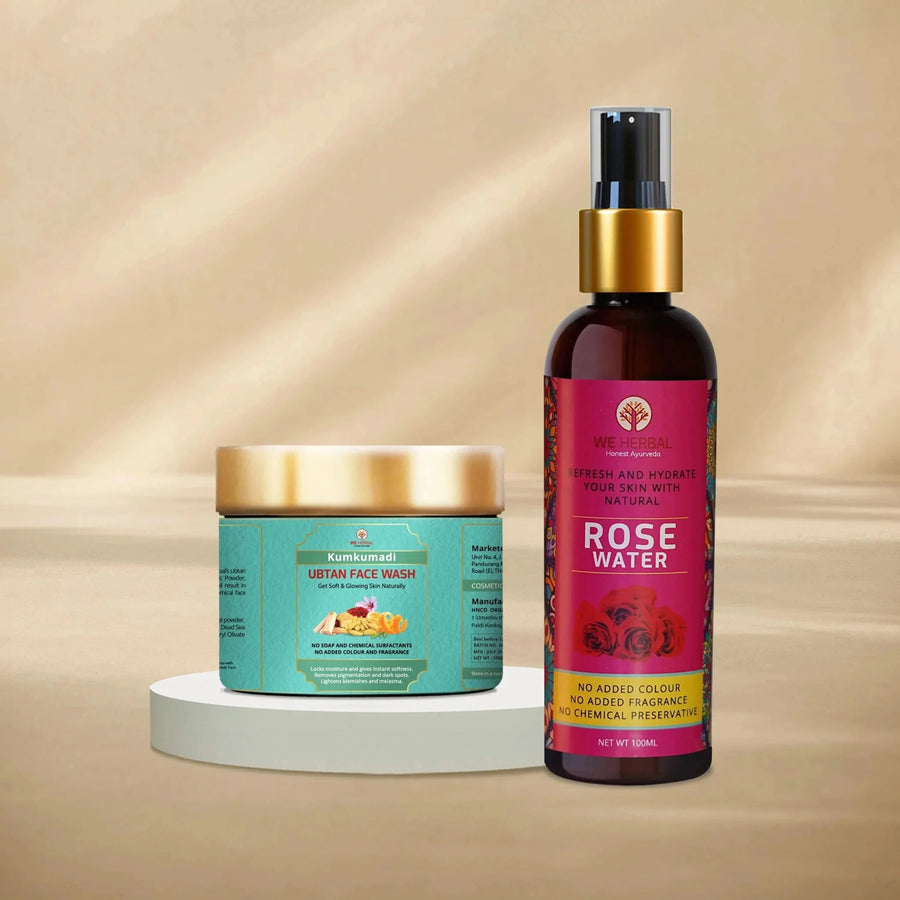 Kumkumadi Ubtan Face Wash & Natural Rose Water Combo