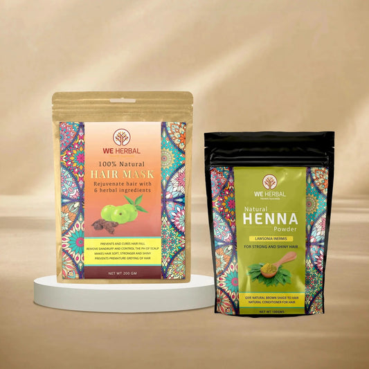 Natural Henna Powder & Herbal Hair Mask Combo