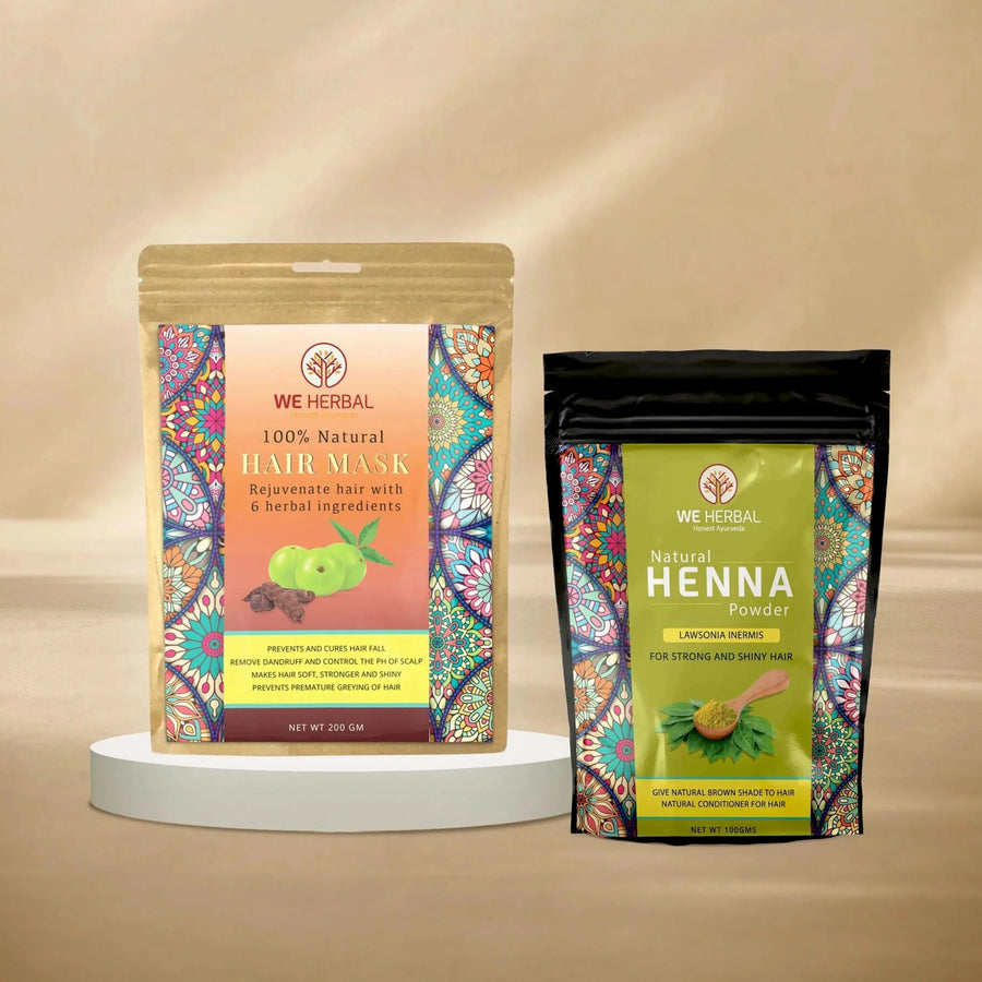 Natural Henna Powder & Herbal Hair Mask Combo