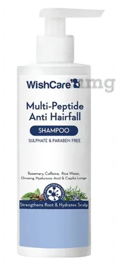 WishCare Multi-Peptide Anti Hairfall Shampoo Sulphate & Paraben Free pump bottle of 250 ml shampoo