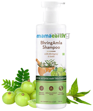 Mamaearth BhringAmla Shampoo for Hair Fall & Hair Care | SLS & Paraben-Free | For All Hair Types pump bottle of 250 ml shampoo