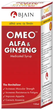 Bjain Omeo Alfa & Ginseng Syrup bottle of 100 ml syrup
