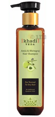 Khadi Veda Amla and Bhringraj Hair Shampoo pump bottle of 200 ml shampoo