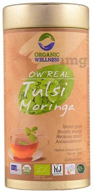 Organic Wellness OW' Real Tulsi Herbal Infusion Blend Moringa tin of 100 gm powder