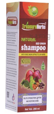 TreasureHerbs Natural Red Onion Shampoo bottle of 200 ml shampoo