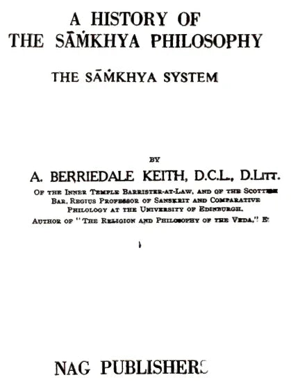 A History of the Samkhya Philosophy