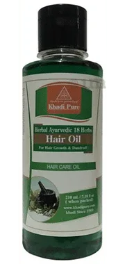 Khadi Pure Herbal Ayurvedic 18 Herbs Hair Oil bottle of 210 ml oil