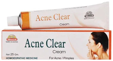 Wheezal Acne Clear Cream tube of 25 gm cream