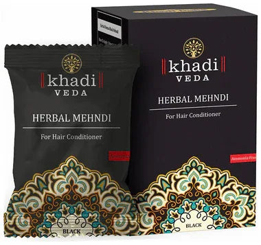 Khadi Veda Black Herbal Mehndi (20gm Each) for Hair Conditioner box of 5 sachets
