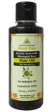 Khadi Pure Herbal Ayurvedic Bhringraj Root Hair Oil bottle of 210 ml oil