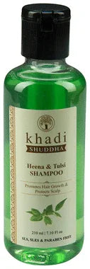 Khadi Shuddha Heena & Tulsi Shampoo bottle of 210 ml shampoo