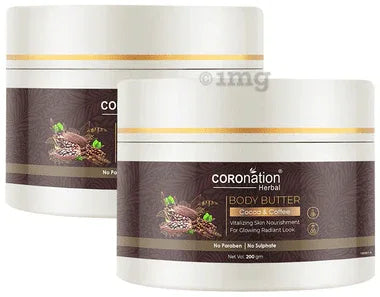 Coronation Herbal Cocoa and Coffee Body Butter (200gm Each) combo pack of 2 packs