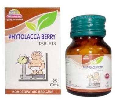 Wheezal Phytolacca Berry Tablet bottle of 25 gm tablet